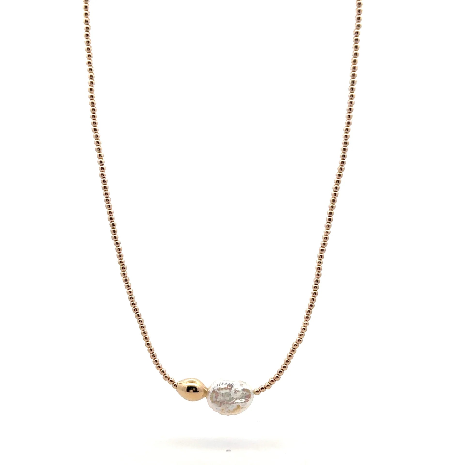 Necklace pearl oval gold