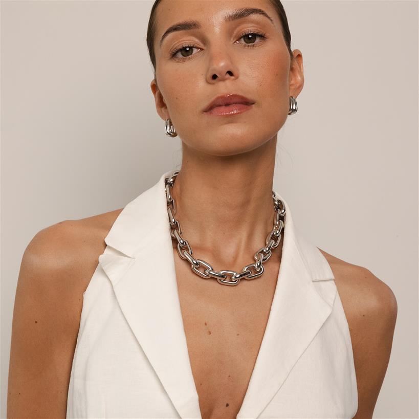 Souvenirs de Pomme NECKLACE LIMA LARGE SILVER ZILVER - 1