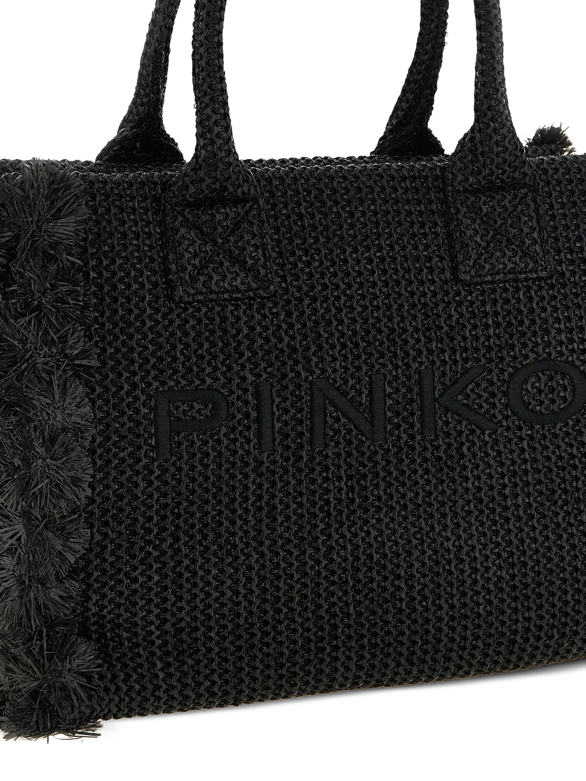 PINKO TAS BEACH SHOPPER RAFIA ZWART - 4
