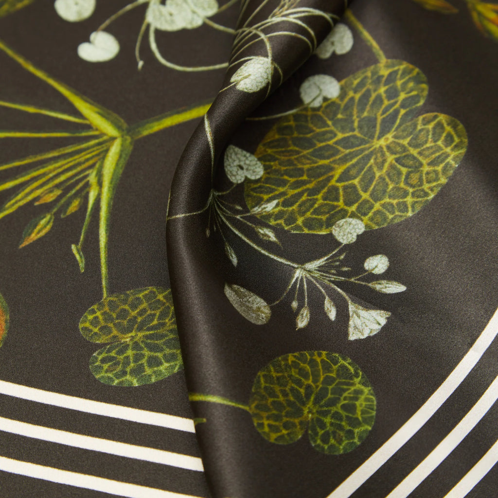 Green Striped Blossom Scarf